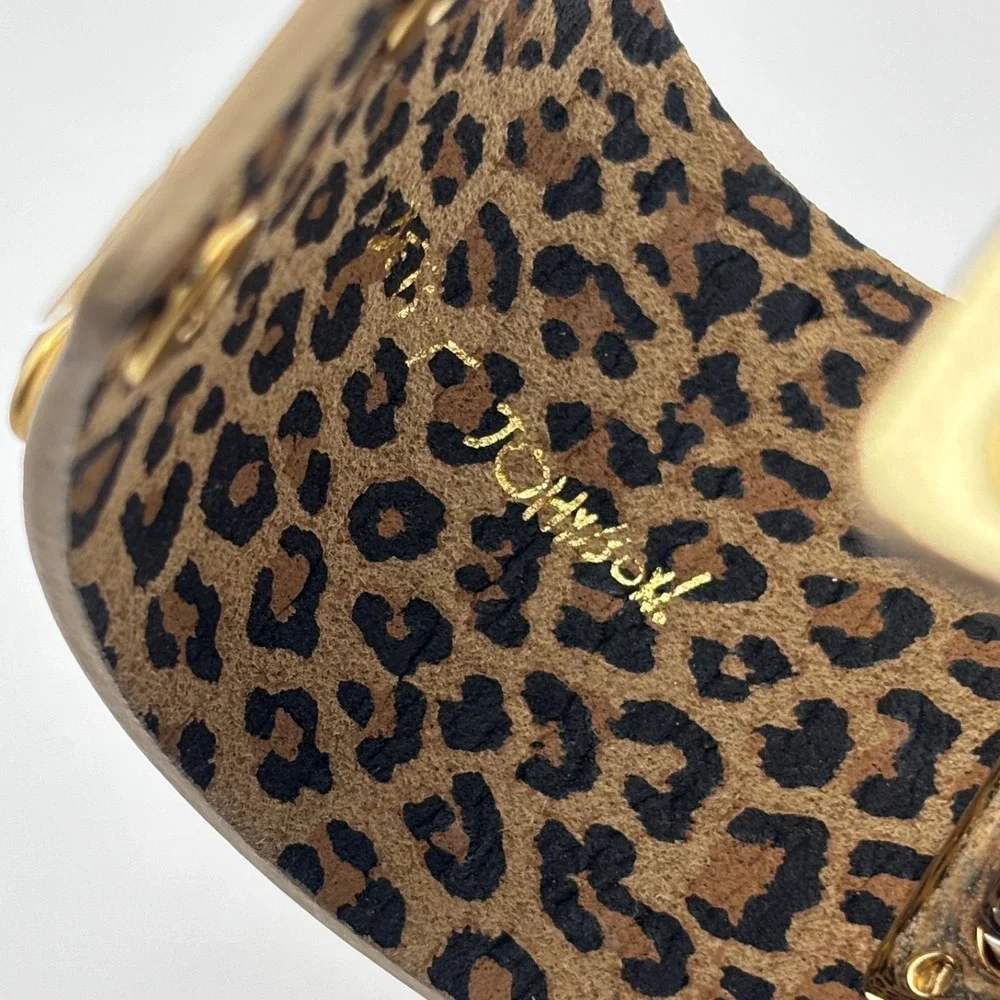 Betsey Johnson Leather Crystal Watch Wide Cuff Gold Tone - Needs Battery - Picture 8 of 15